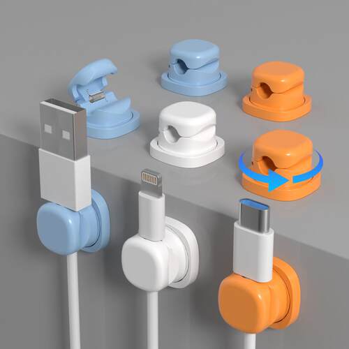 跨境Cable Clips可旋转弹簧理线器数据线固定器电缆收纳收纳夹子