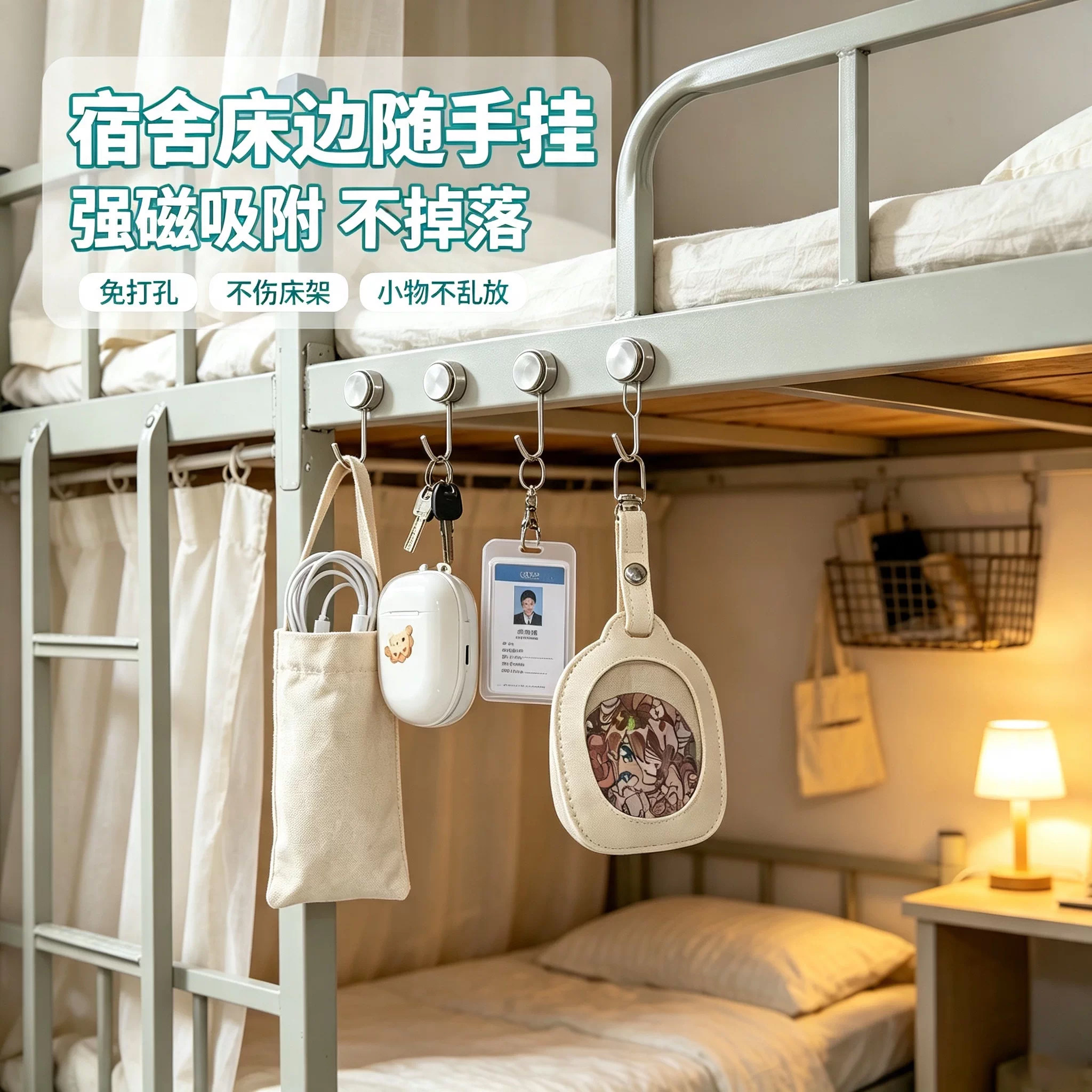 大学生宿舍必备用品大全上铺神器高中生住校生新生开学磁吸挂钩子