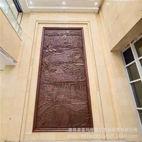 墙面装饰铜浮雕室内玄关铜壁画紫铜锻铜浮雕背景画金属工艺品定制图片