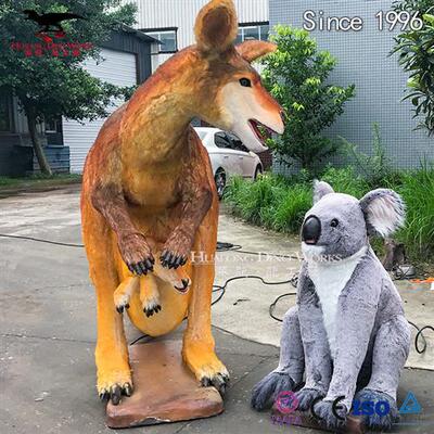 仿真动物制作源头厂家纯手工贴毛袋鼠考拉电动模型摆件