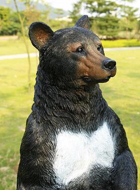 户外大型仿真黑熊雕塑玻璃钢动物园公园小区草坪园林景观装饰摆件