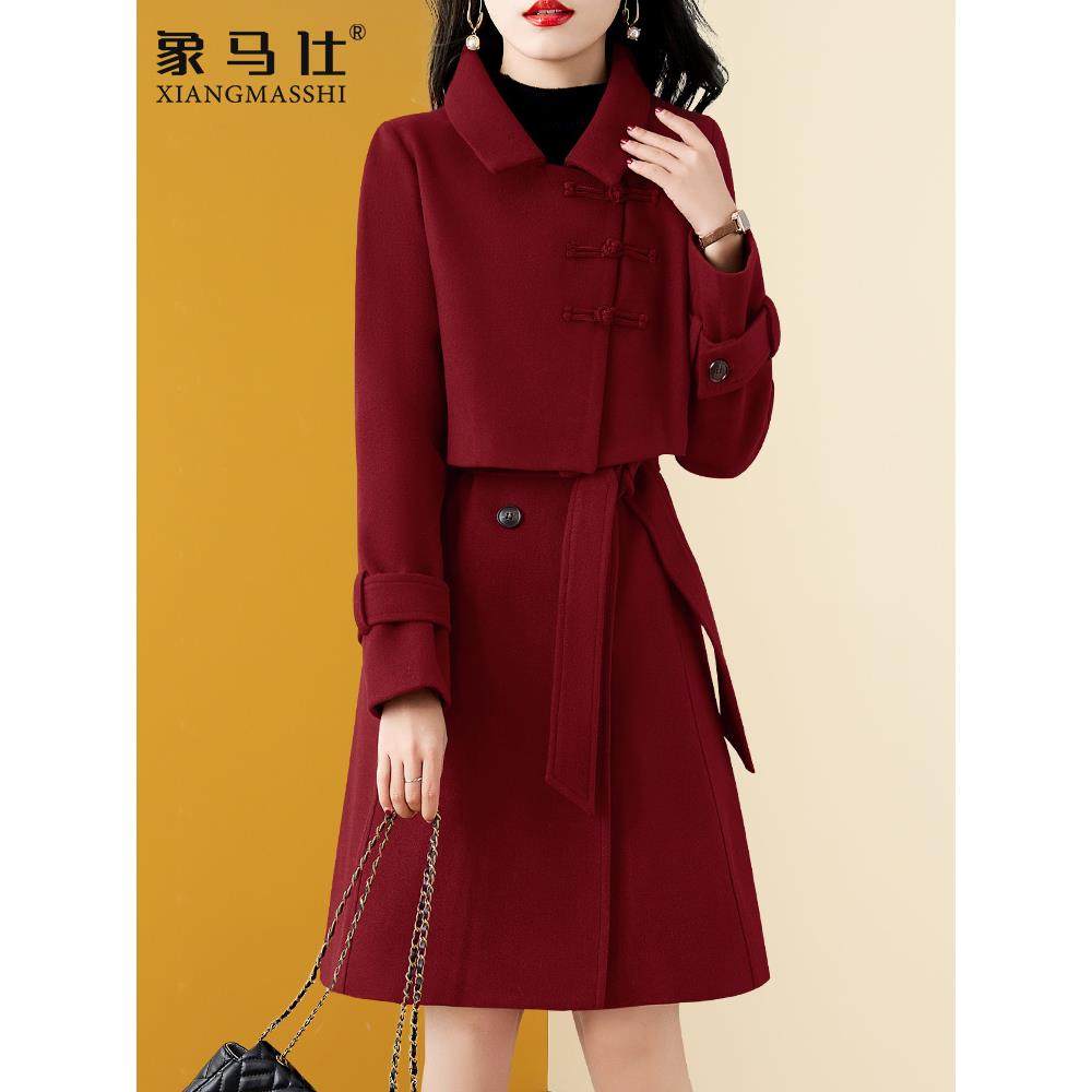 高端气质连衣裙子女装2025新款秋冬季小个子妈妈洋气时尚两件套装