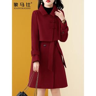 高端气质连衣裙子女装2025新款秋冬季小个子妈妈洋气时尚两件套装