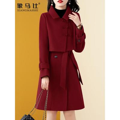 高端气质连衣裙子女装2025新款秋冬季小个子妈妈洋气时尚两件套装