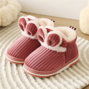 儿童棉拖鞋2021年新款冬季居家用可爱女小童带后跟棉拖鞋男中大童