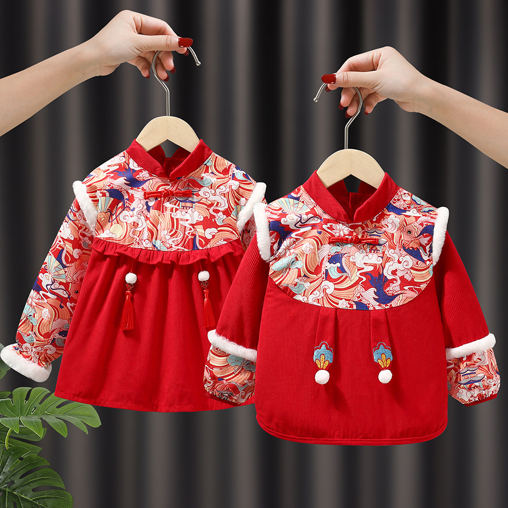 国风宝宝罩衣秋冬外穿防水防脏吃饭围兜过年喜庆拜年服幼儿园护衣,童装/婴儿装/亲子装,反穿衣/罩衣,淘宝优惠券,粉丝福利购,淘宝优惠卷