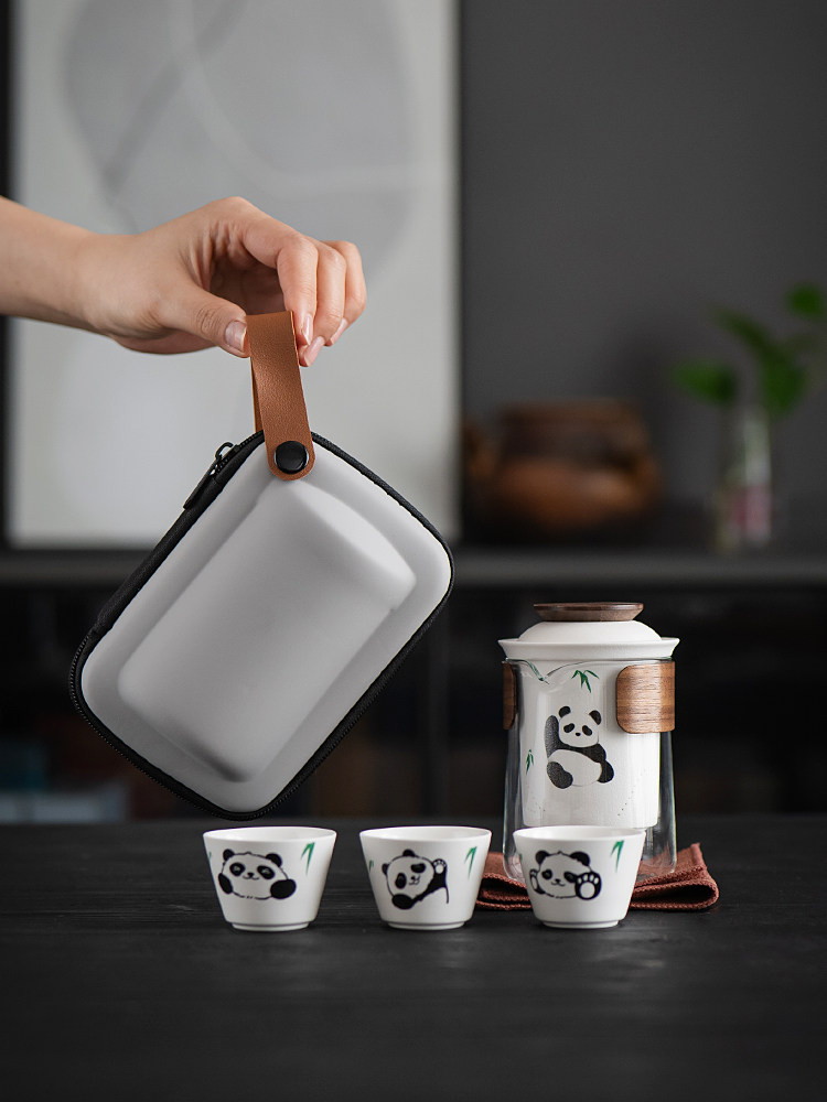 旅行玻璃茶具便携式个人郊游特别随身携带套装大容量茶壶快杯