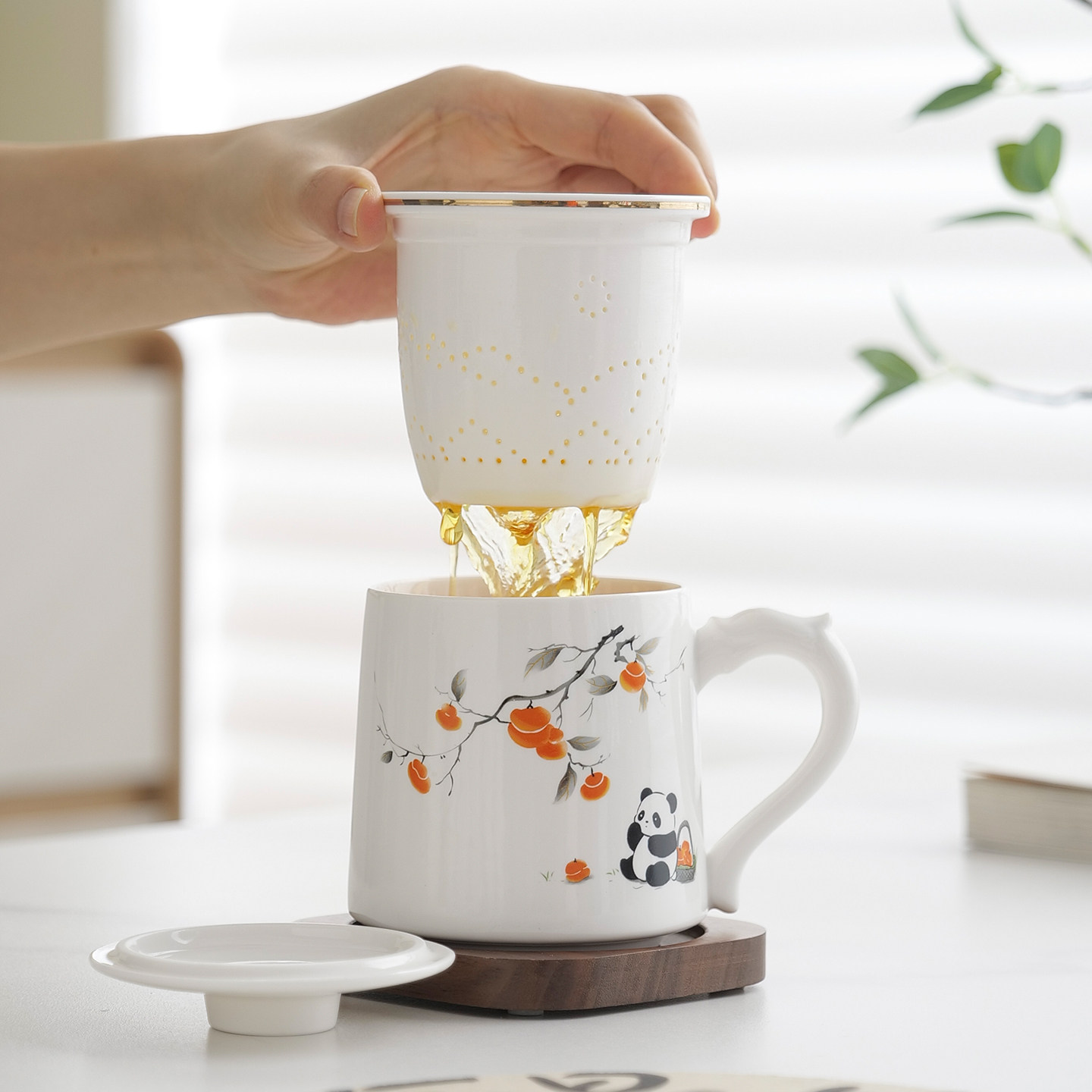 德化白瓷茶水分离杯泡茶杯图片