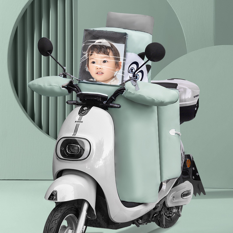 逊城电动车亲子挡风被加绒加厚