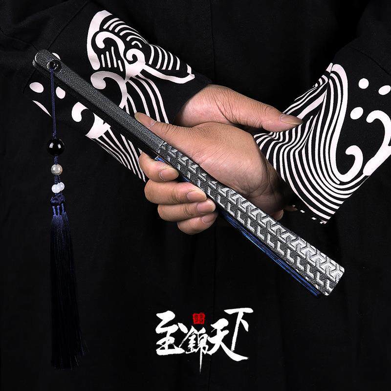 新款钛合金折扇古风10寸金属绢布扇中国风合金防身功夫男扇子定制