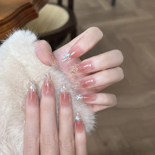 本宫指义【雨露星芒】高级服帖纯手工穿戴甲短款 极光钻 爆款美甲