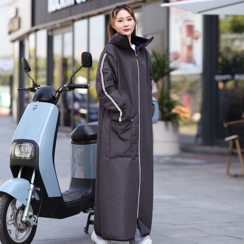 电瓶车挡风衣长款秋冬季保暖加绒加厚防水电动摩托车骑车挡风被
