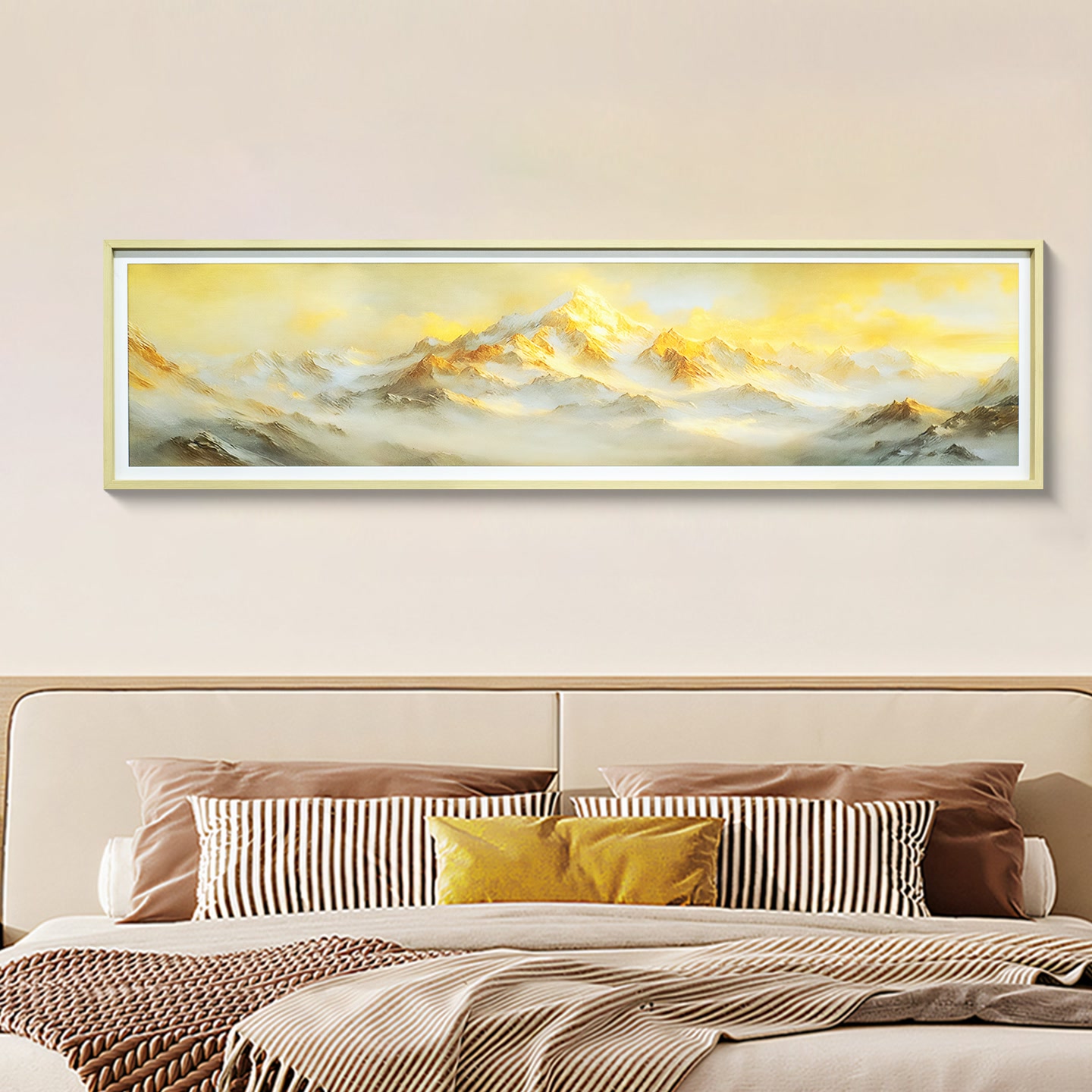 日照金山轻奢床头装饰画高级感挂画背有靠山客厅壁画ct057山40150