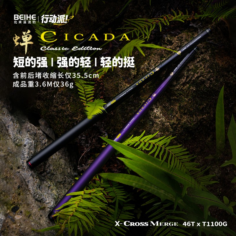 北禾蝉溪流竿小物竿超轻便携短节竿35.5cm碳素材质轻量手竿鱼竿图片