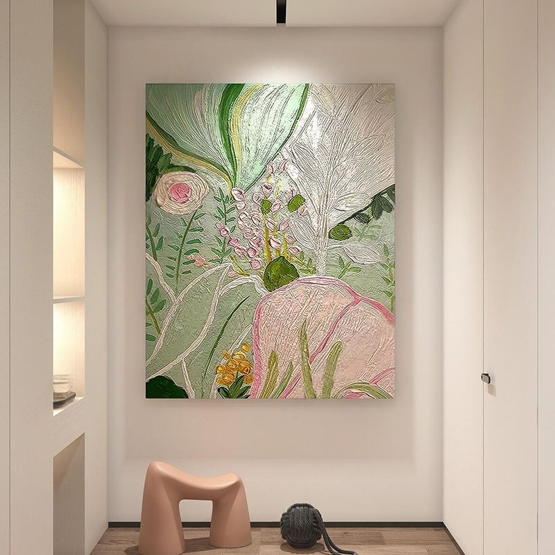 北欧奶油风客厅装饰画植物花卉绿色2025新款卧室餐厅民宿玄关挂画图片
