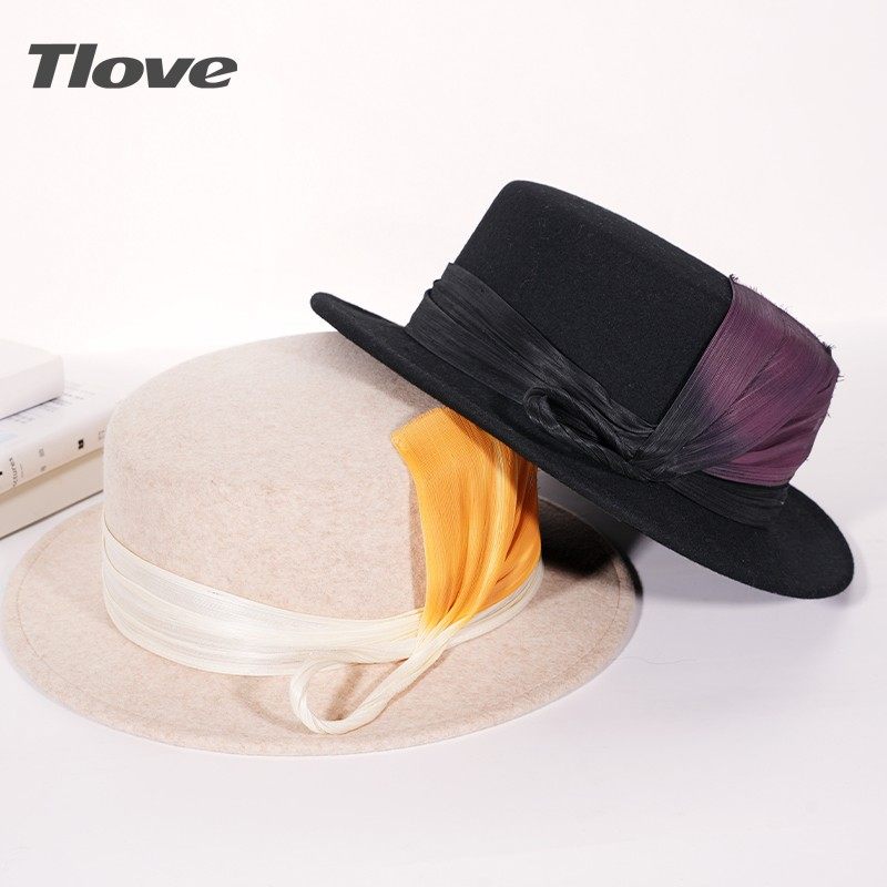 9856英伦复古平顶帽女士秋冬季新款渐变真丝麻平沿帽洋气羊毛礼帽,宠物/宠物食品及用品,帽子,淘宝优惠券,粉丝福利购,淘宝优惠卷