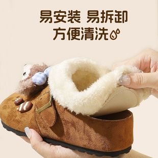 勃肯鞋洞洞鞋棉内胆保暖棉鞋套加绒秋冬季可拆卸可爱鞋花鞋扣配件