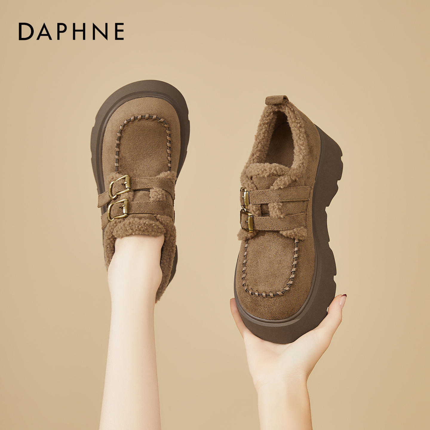 达芙妮官方旗舰店加绒勃肯鞋女