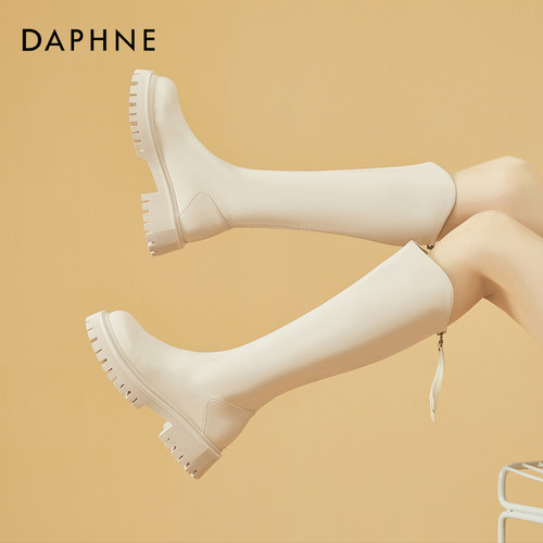 达芙妮秋冬加绒时尚修身长靴