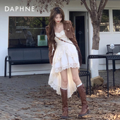 达芙妮西部牛仔靴复古棕色长筒靴美拉德风靴子女2026新款 骑士靴子