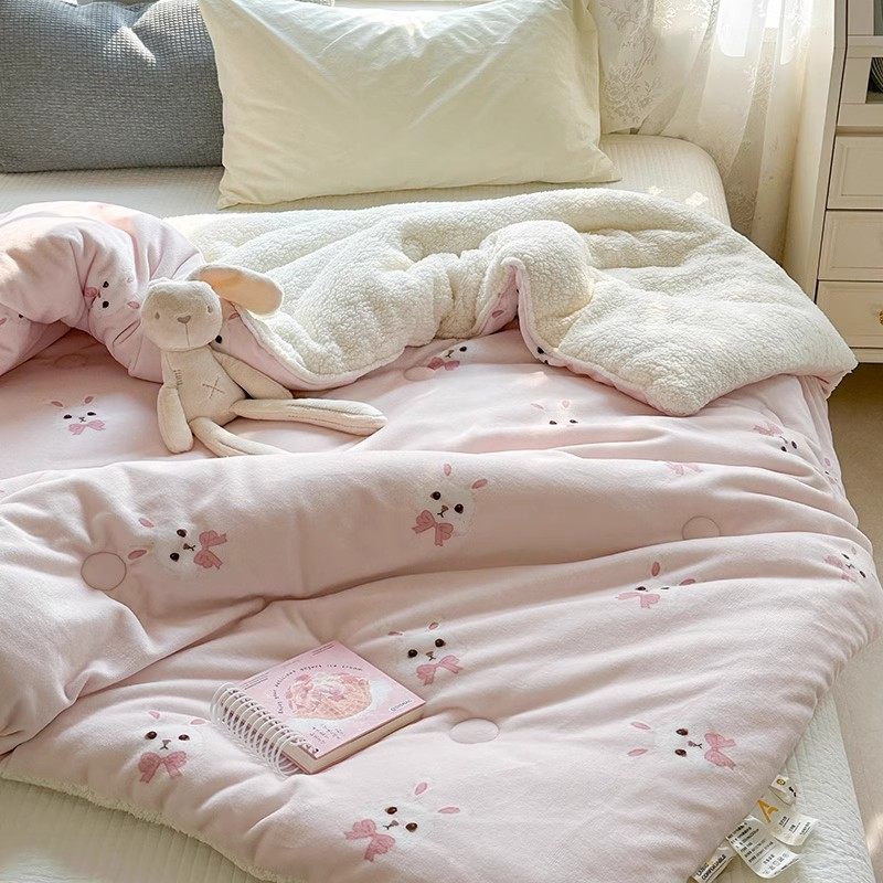 ins风牛奶绒羊羔绒被子被芯春秋冬被单人珊瑚绒盖毯加厚保暖冬季,床上用品,化纤被,淘宝优惠券,粉丝福利购,淘宝优惠卷