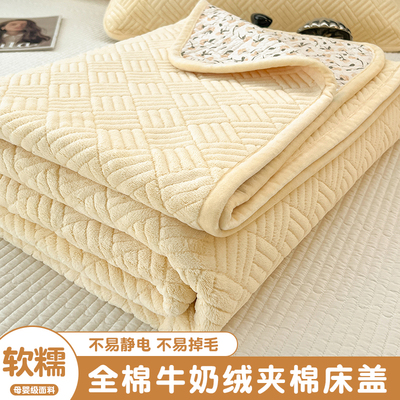 纯棉加厚牛奶绒水洗床盖单件