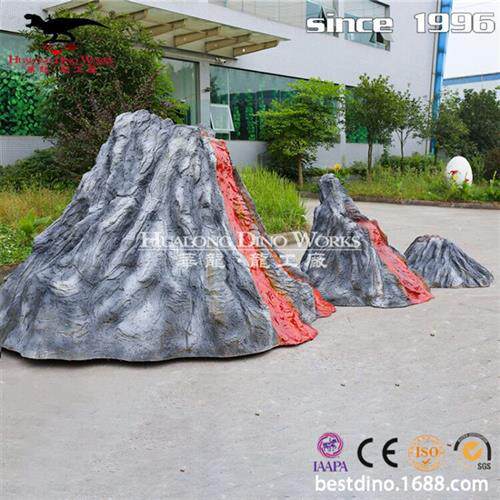硅胶海绵仿真火山造型逼真玻璃钢雕塑工艺品无动力游乐设备厂家