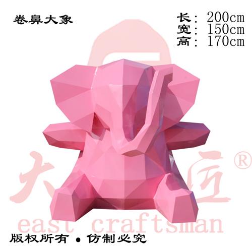 大型不锈钢卡通几何动物雕塑兔子熊考拉象定制网红美陈公仔摆件