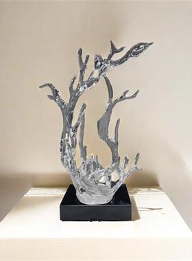 酒店样板房大堂透明树脂浪花雕塑客厅入门创意玄关水晶艺术摆件