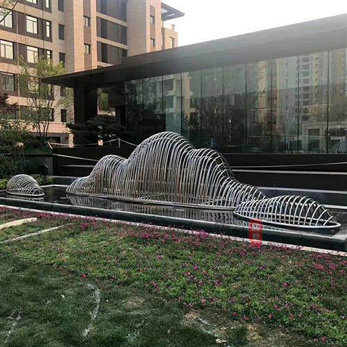 楼盘别墅背景墙摆件户外切片生锈造型不锈钢假山雕塑
