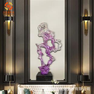 半透明紫色成烟玄关餐厅酒店会所大堂风水招财抽象仿水晶桌面摆件