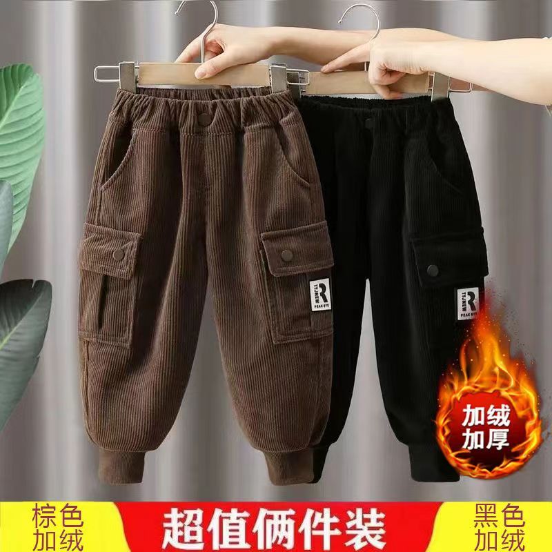 男童一体绒灯芯绒长裤加
