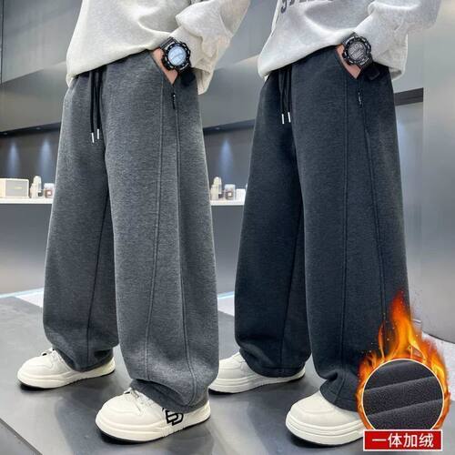 男童秋冬款卫裤加绒加厚