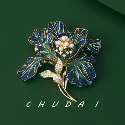 景泰蓝鸢尾花胸针高档女古典气质奢华西装大衣胸花旗袍别针配饰潮