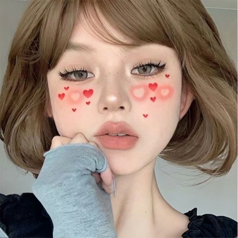 圣诞节纹身贴 心纯欲辣妹写真爱心妆容白色雪花圣诞树纹身