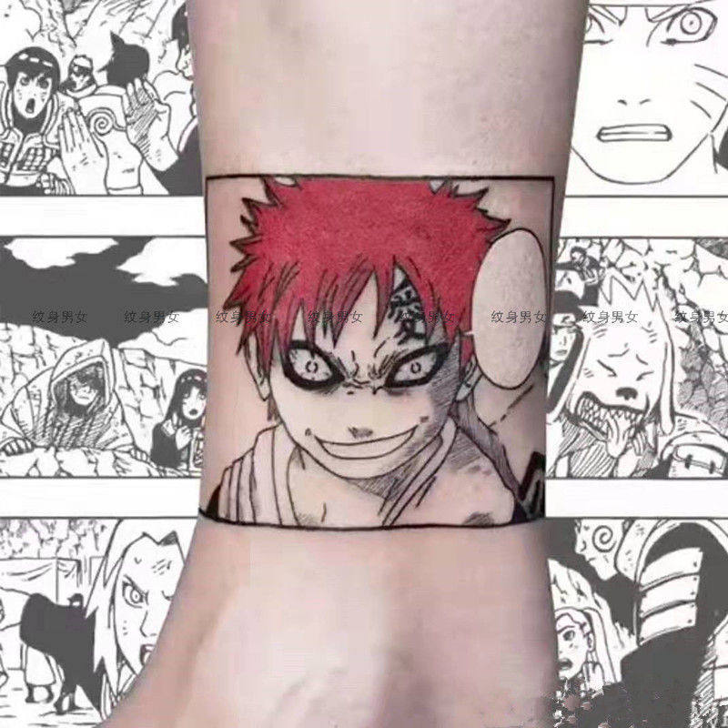 防水男女持久二次元动漫画火影忍者 我爱罗卡通纹身贴