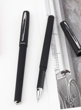 正品宝克中性笔2208磨砂签字笔金属笔夹办公商务水笔0.5mm黑色新