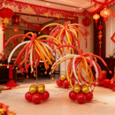 2026元 饰红幼儿园教室新年场景布置 旦烟花长条气球立柱支架氛围装