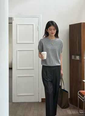 miss fantasy  羊绒羊毛圆领松弛短袖毛衫FJ5057243