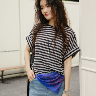 薄款 miss fantasy 一片式 撞色條紋上衣FCF2TEE080 翻邊袖
