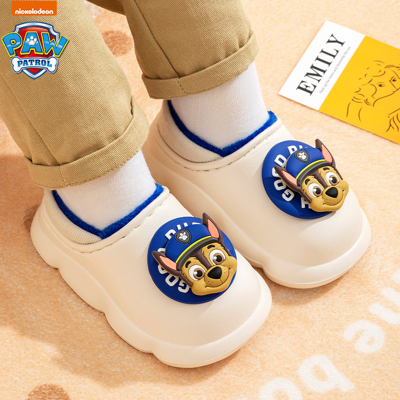 汪汪队儿童棉鞋男女童冬季新款防水防滑小孩包跟棉拖鞋可旋转卡通