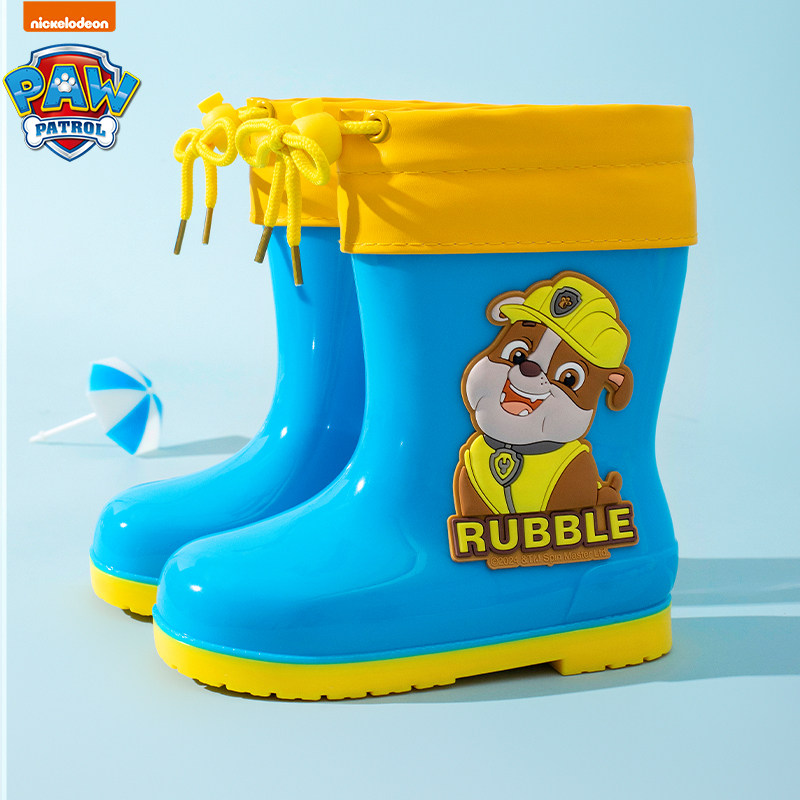汪汪队卡通雨靴冬季加绒保暖内胆中大童胶鞋防滑防水雨鞋儿童水鞋