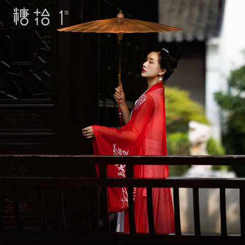 夏季绣花广袖对襟开衫改良汉服