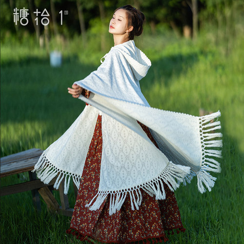 【岸芷汀兰】白色连帽风衣外套女