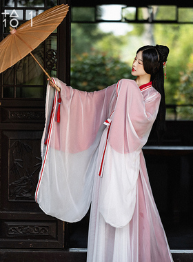 现货【玉楼春】原创汉服女魏晋风大袖衫直裾中国风红妆长裙套装