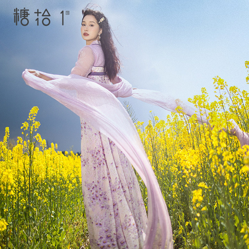 现货【长乐词】复古改良版齐胸襦裙女夏雪纺印花长裙汉元素大裙摆,女装/女士精品,连衣裙,淘宝优惠券,粉丝福利购,淘宝优惠卷