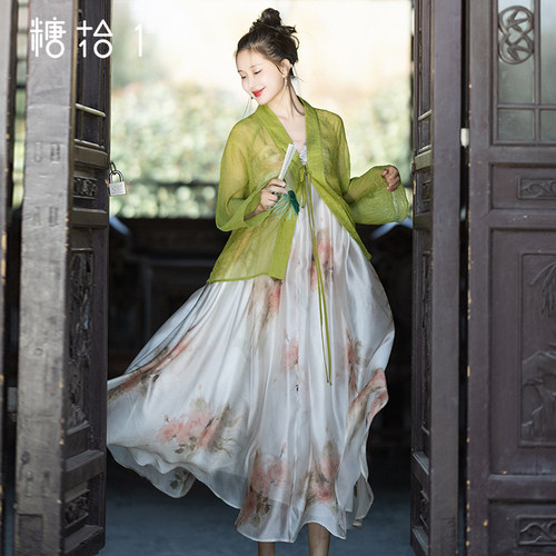 改良汉服齐胸吊带裙女夏季套装