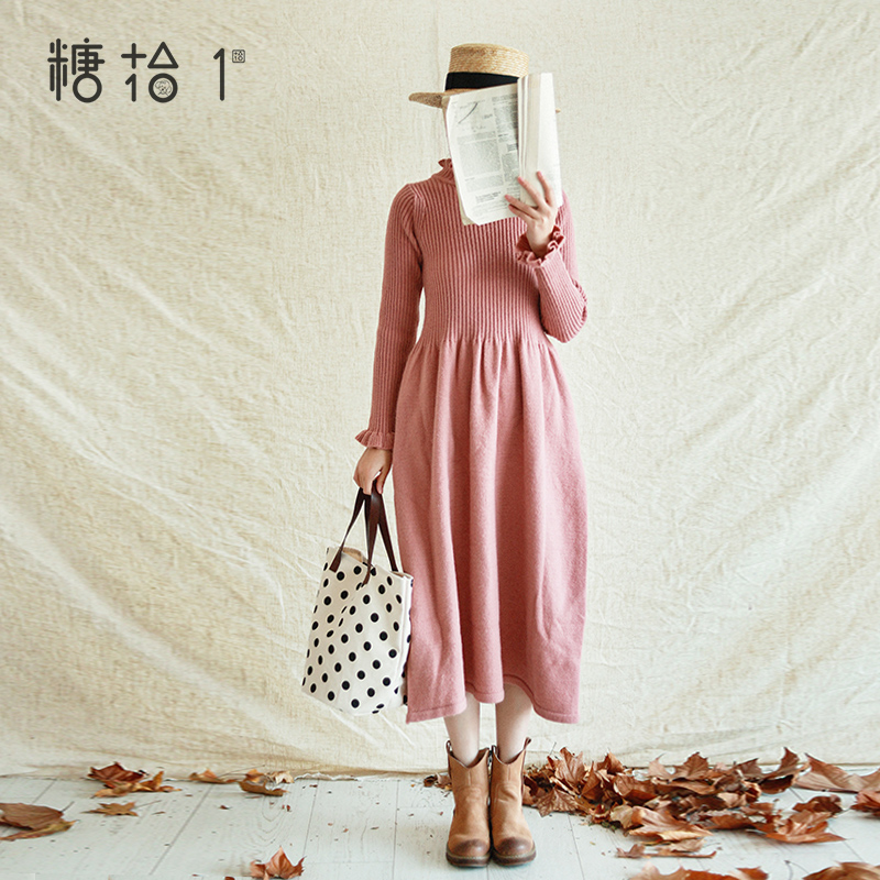 针织连衣裙女2024季新款秋中长款