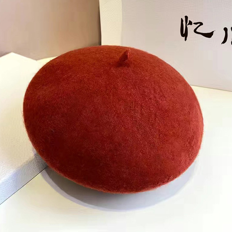 忆旧复古女冬季无檐贝雷帽显气质