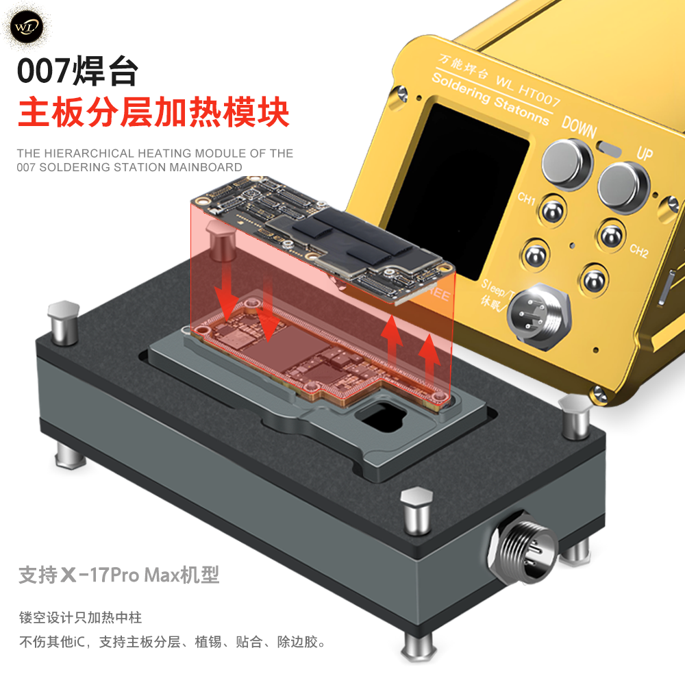 WL万隆焊台苹果XSMAX121314151617pm主板中层分层植锡贴合加热台